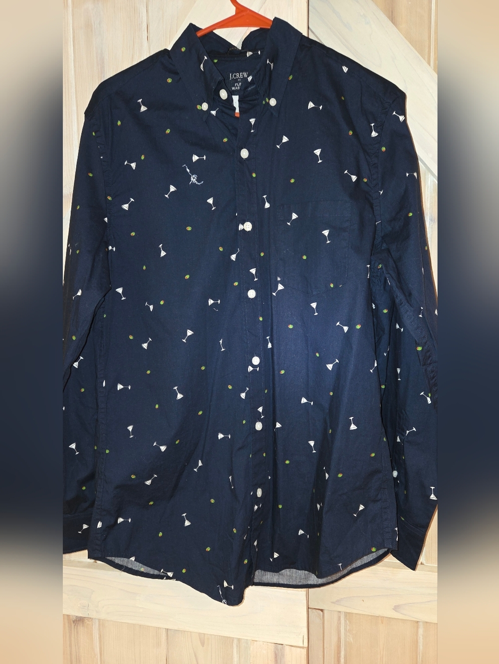 J. Crew Navy Slin Fit Shirt with Martini & Olive Print